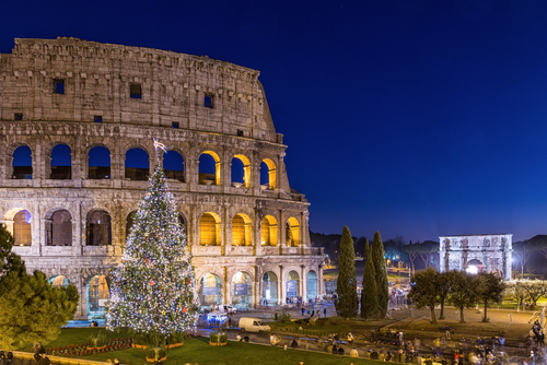 Christmas in Rome Italy coliseum